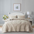 B2EVER Beige Damask Quilt King Size Bedding Sets by B2EVER