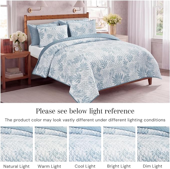 Queen Quilt Set-3 Pieces Soft Bedding Floral Reversible Coverlet | All Seasons - Image 5