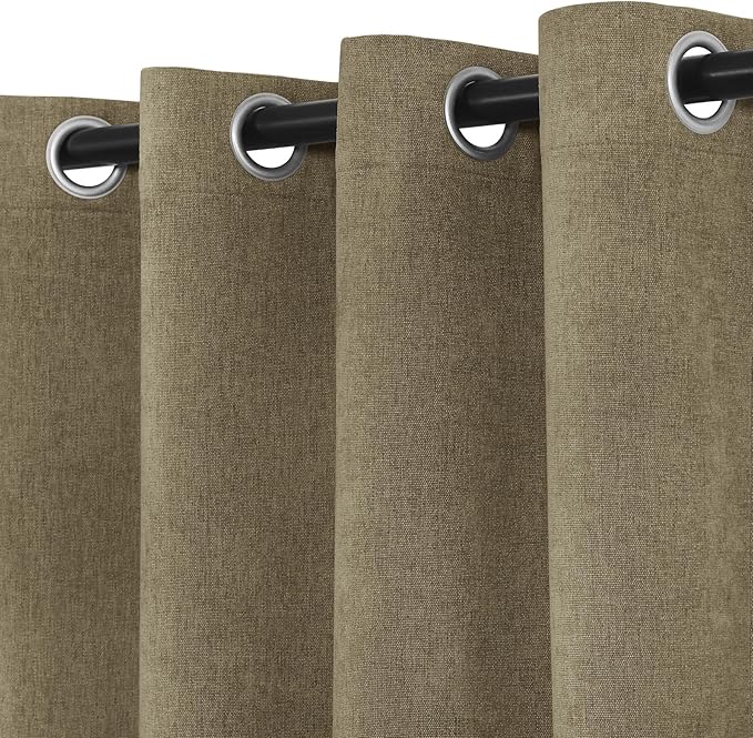 Macochico 100% Blackout Chenille Curtains for Sliding Door Thermal Insulated Noise Reducing Drapery for Living Room Bedroom Hotel, Grommet Curtains with Tieback, Soil Brown, 120" Wx96 L 1 Panel