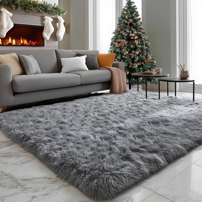 Plush Washable Area Rugs for Living Room 5x7 Grey, Soft Shaggy Rugs Carpets - Image 5