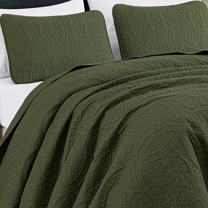 Chezmoi Collection Austin 3-Piece Oversized Bedspread Coverlet Set - Image 3