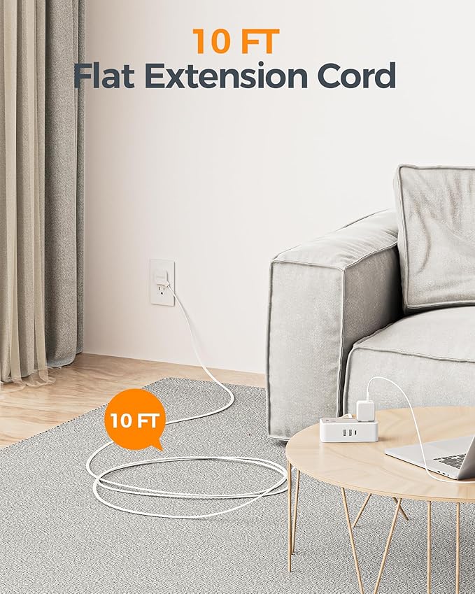 TESSAN Extension Cord 10 FT, Power Strip - Image 4