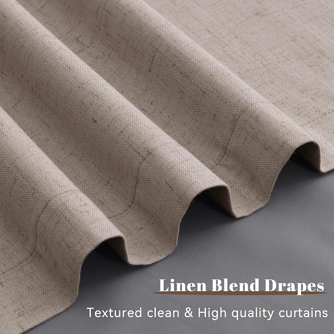 Taupe 100% Blackout Linen Curtains - Image 8