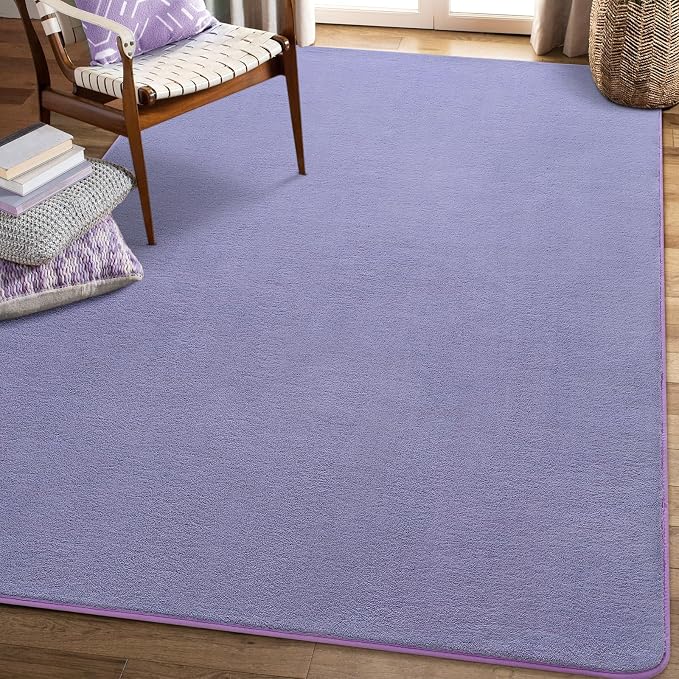 Modern Soft Hallway Runner Rug, 2x6 Feet Purple Washable Runner Rug | Fluffy - Image 9