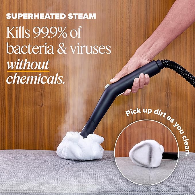 Dupray Neat Steam Cleaner with 22 Accessories, Multipurpose Steamer for home Chemical-Free Cleaning, *Kills 99.9% of Bacteria & Viruses (incl. 8 microfiber pads)