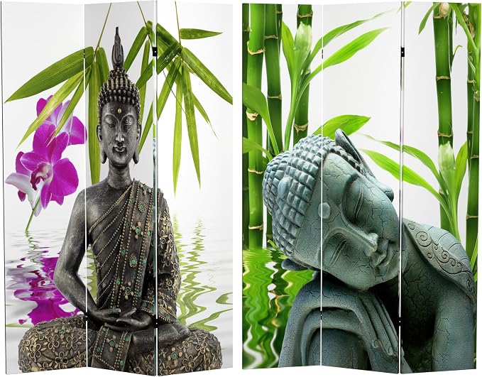Red Lantern 6 ft. Tall Double Sided Serenity Buddha Room Divider 3 Panel by RedLantern