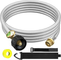 NQN 12FT Stainless Braided Propane Adapter Hose with Gauge, Propane Tank Hose Adapter 1lb to 20lb Converter for QCC1/Type1 Coleman Camp Stove, Buddy Heater, Tabletop Grill&More 1lb Portable Appliance