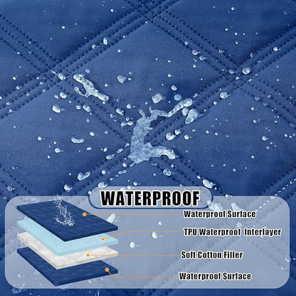Smiry Waterproof Dog Bed Cover Blanket 40x80, Soft Reversible Pet Blanket, Washable Leakproof Cats Dogs Couch Cover for Sofa, Couch, Furniture, Lattice, Navy/Navy