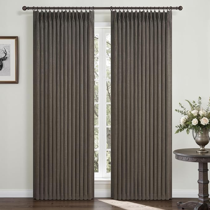 Memory Shape Pinch Pleated Blackout 86 Inch Bedroom Curtains 2 Panels Set by PleatedDrapes
