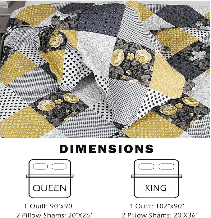 Cmfshape Summer Floral King Bedspread, Romantic Khaki Quilt Set King, - Image 5