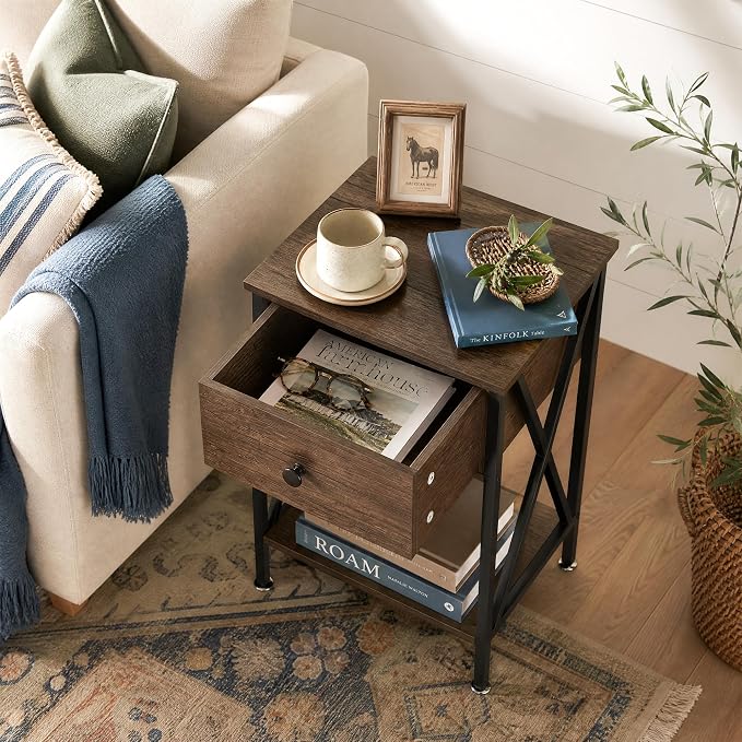VECELO Nightstand, Modern Bedside End Table, Night Stand - Image 5