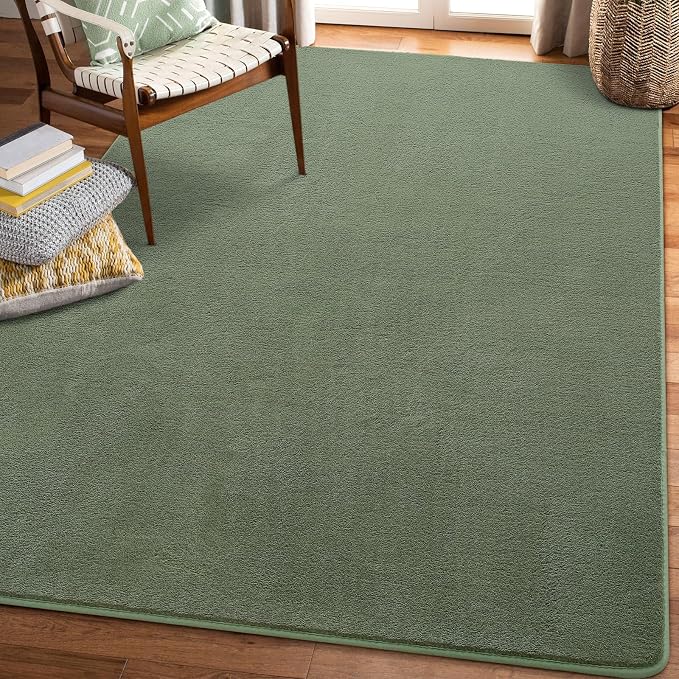 Modern Soft Hallway Runner Rug, 2x6 Sage Green Washable Runner Rugs | Fluffy - Image 9