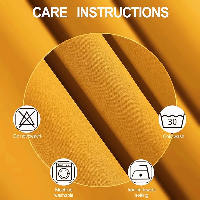 Yellow Thermal Blackout Curtains/40 x 72 Inch/Set of 2 Panels Room Darkening - Image 5