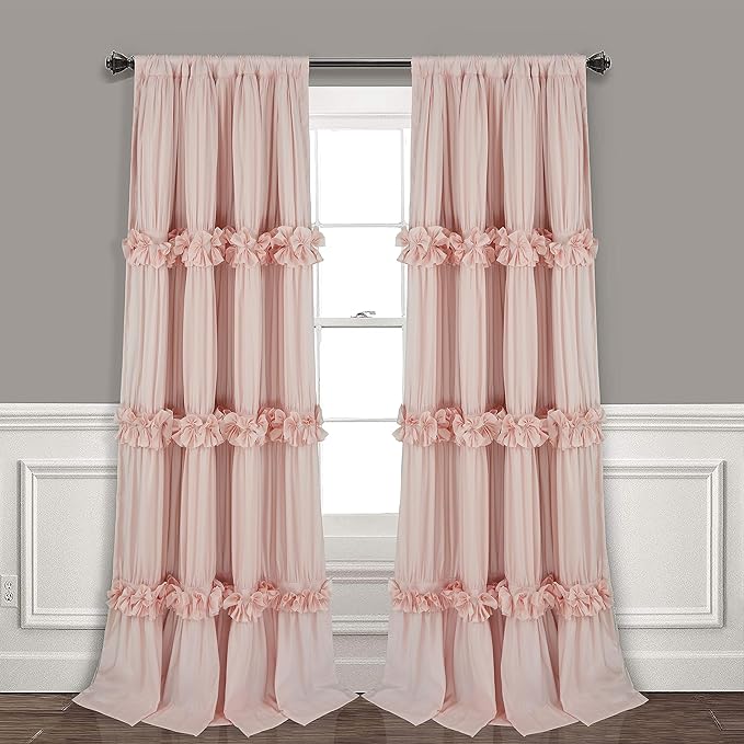 Thermal Insulated Window Curtains, Rustic Rod Pocket Drapes, Peach Pink by Homechoice+Decor