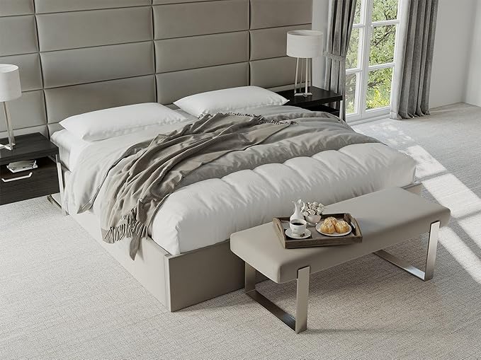 VANT Upholstered Bed Bench - Velvet Peacock Blue- Matte Black - Contemporary Modern, Bedroom Bench Seat, Hallway, or Entryway