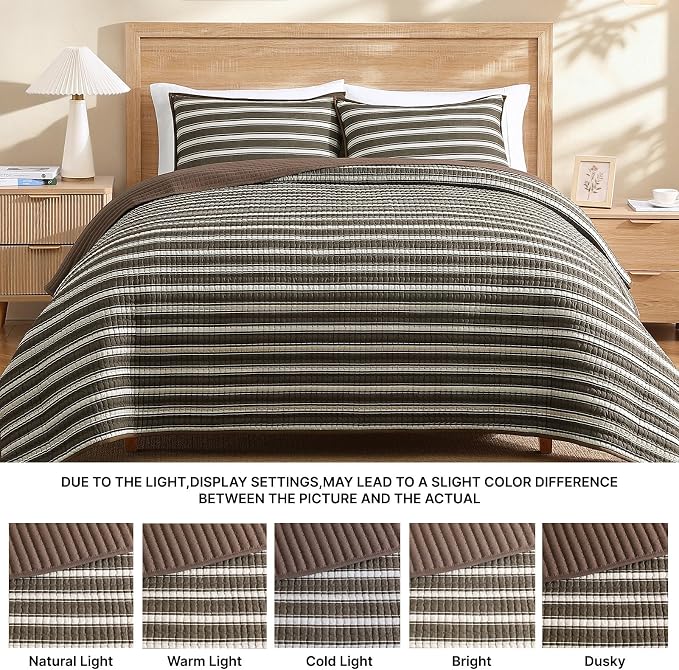King Size Quilt-Lightweight Bedspreads Brown King Quilt Bedding Set | - Image 7