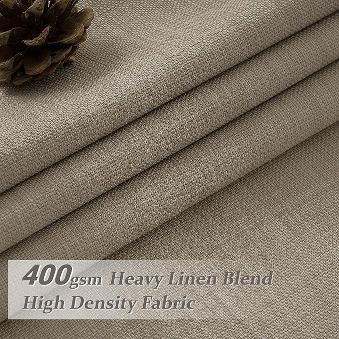 Extra Long Taupe Linen Blackout Dining Room Window Curtains 112 Inches Long 2 - Image 2