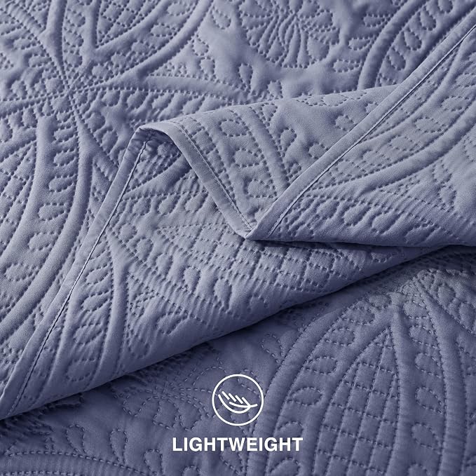 Love's cabin Queen Quilt Set Bluish Grey, Bed in a Bag Queen Bedding 7 Pcs - Image 9