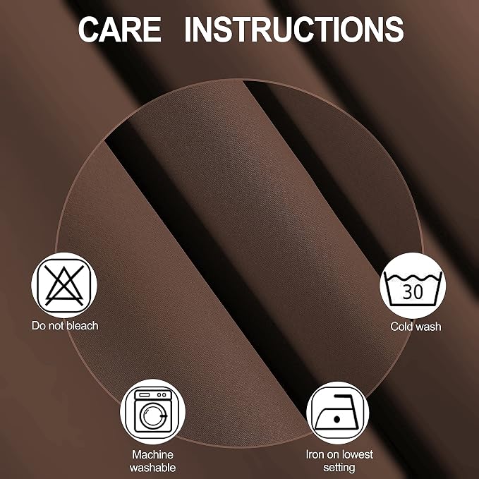 100% Blackout Curtains 40 x 63 Inch/Chocolate Brown Curtains 2 Panels - Image 6