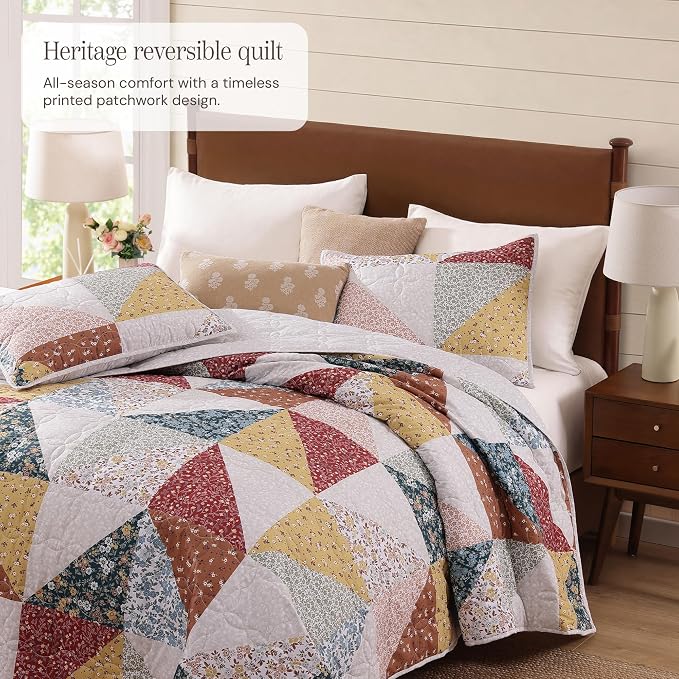 Twin/Twin XL Quilt Set-2 Pieces Soft Bedding Floral Patchwork Coverlet | All - Image 2
