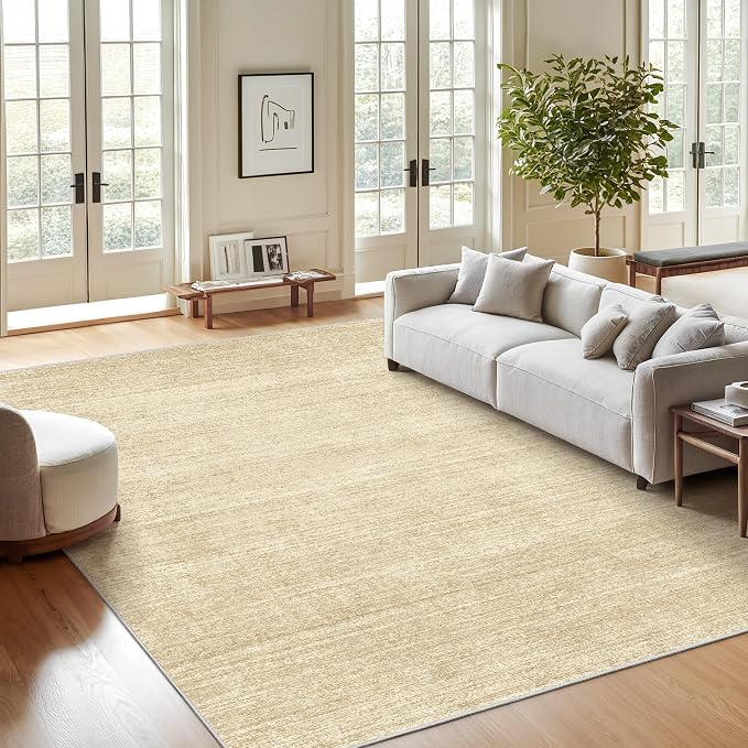 8x10 Area Rugs for Living Room, Large Washable Rug Non Slip, Tan | Soft Low Pile - Image 3