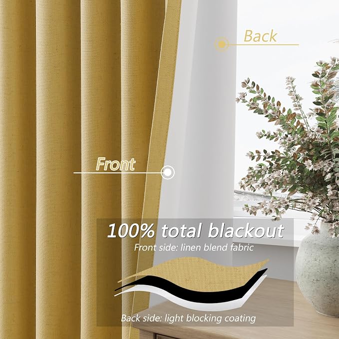 100% Blackout Curtains 90 Inch Length 2 Panels Set - Image 4