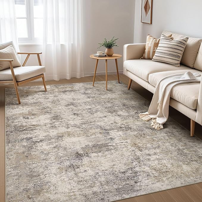 Nakagishi Boho 7x9 Area Rug Living Room Rugs Machine Washable Brown Grey | Soft by NakagishiAreaRug