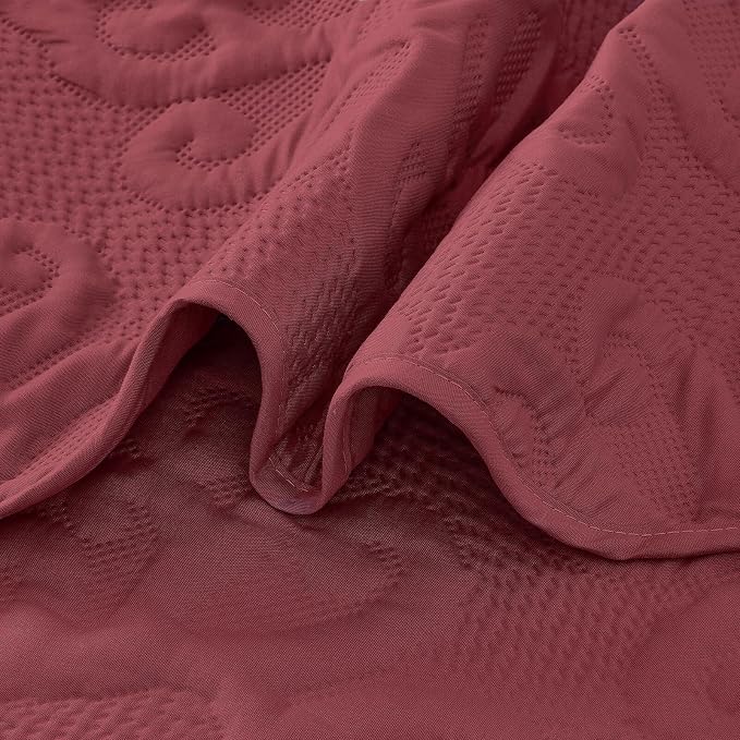 Kingnex Oversized King Bedspreads 128x120 Burgundy | Lightweight, Extra Wide - Image 5