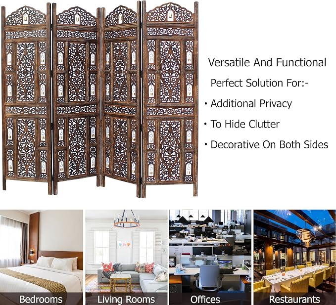 COTTON CRAFT Room Divider Wood Screen - Image 5