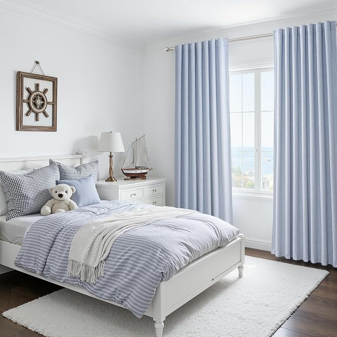 Dusty Blue Blackout Nursery Curtains 108 Inch Tall Length - Image 5