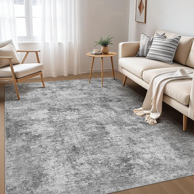 Nakagishi Boho 5x7 Area Rug Living Room Rugs Machine Washable Gray | Soft by NakagishiAreaRug