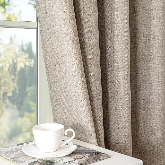 IGEMAEVE Blackout Curtains for Bedroom Rod Pocket Linen 52" W x 96" L | Living - Image 9