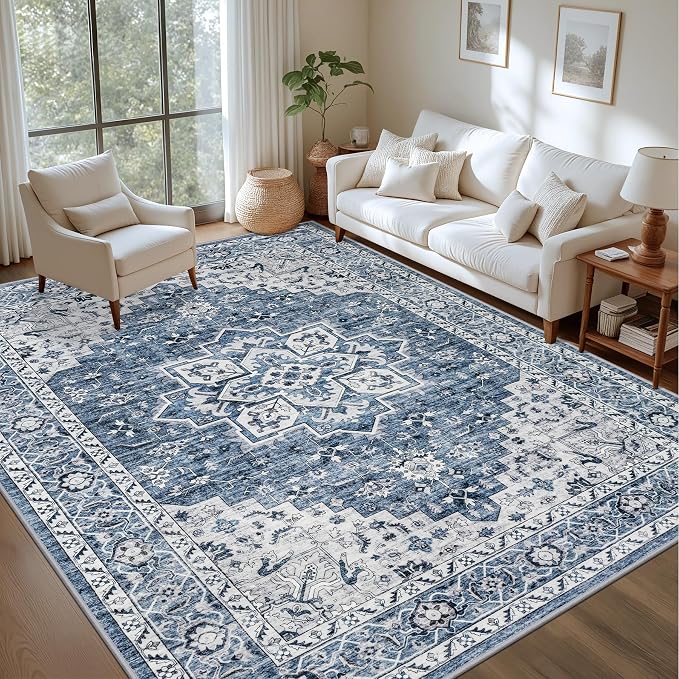 9x12 Area Rugs Living Room: Washable Vintage Rug - Image 3