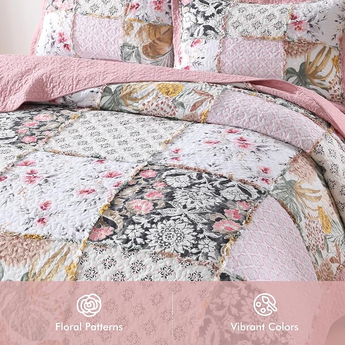 Etwel 100% Cotton Patchwork Queen Size Quilt Set - Image 3