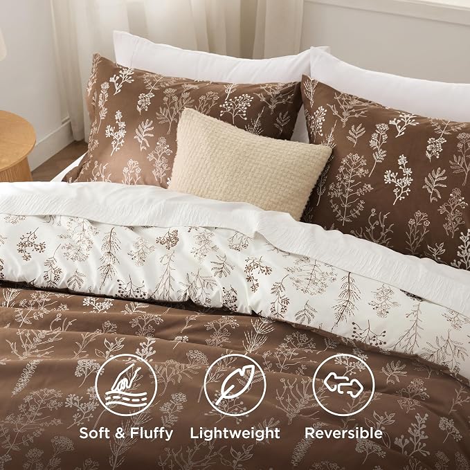 Bedsure Dark Brown Twin/Twin XL Comforter Set - Image 3