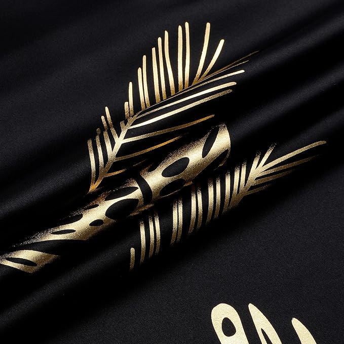 Black Blackout Curtains 108 Inches Length Gold Leaf and Wheat Pattern Window - Image 9