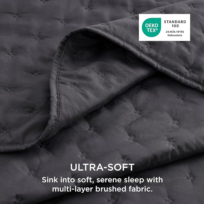 Bedsure Cal King Quilt Bedspread, Lightweight Comforter, Charcoal Coverlet | - Image 3