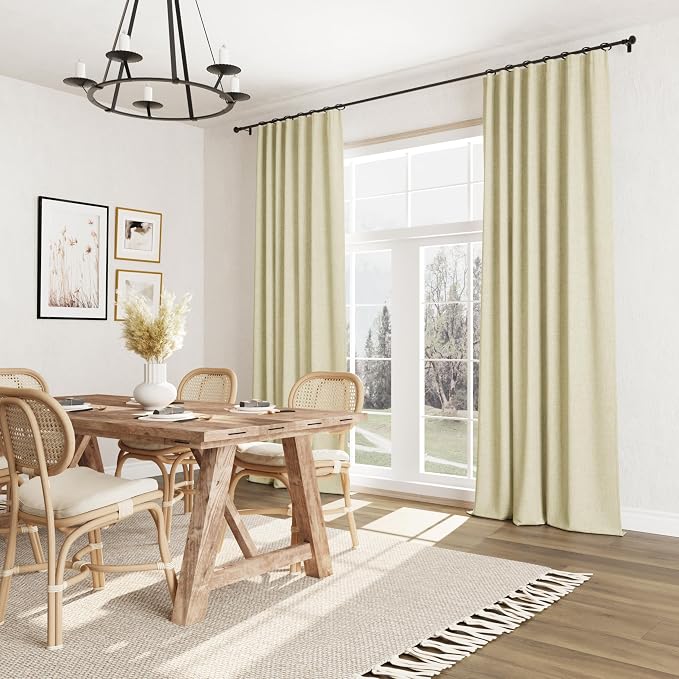 100% Blackout Linen Curtains for Bedroom 90 inches Long, Thermal Insulated Room - Image 8