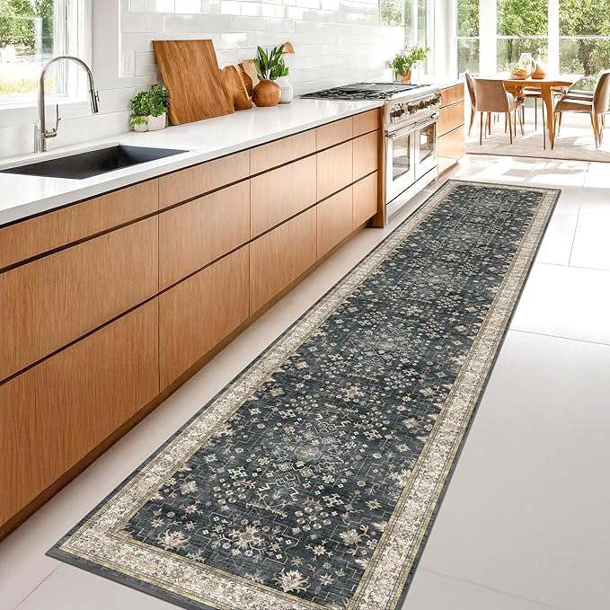 Black Boho Washable 3x12 Extra Long Runner Rug - Image 3