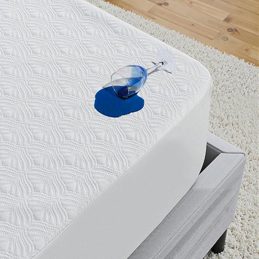 Waterproof Mattress Protector King Mattress Pad, Deep Stretchable Pocket Bed Cover, Machine Washable Soft Breathable Noiseless Mattress Protection for Household Guest Bedroom Home Hotel