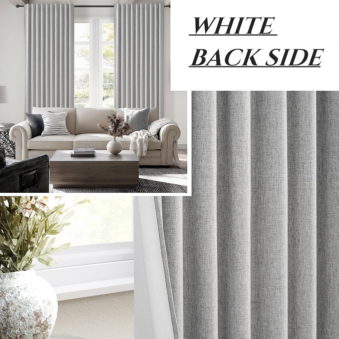 Blackout Curtains 60 Inches Extra Wide Linen Curtains 84 Inch Length - Image 5