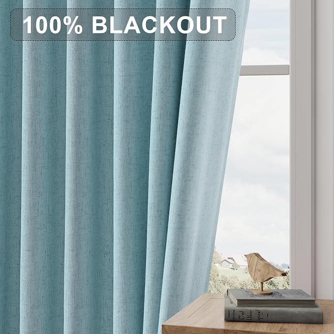 Joywell 100% Blackout Linen Curtains 102 Inch Long - Image 7
