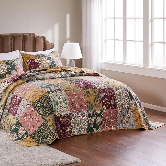 Greenland Home Antique Chic 100% Cotton Authentic Patchwork Quilt Set, - Image 2