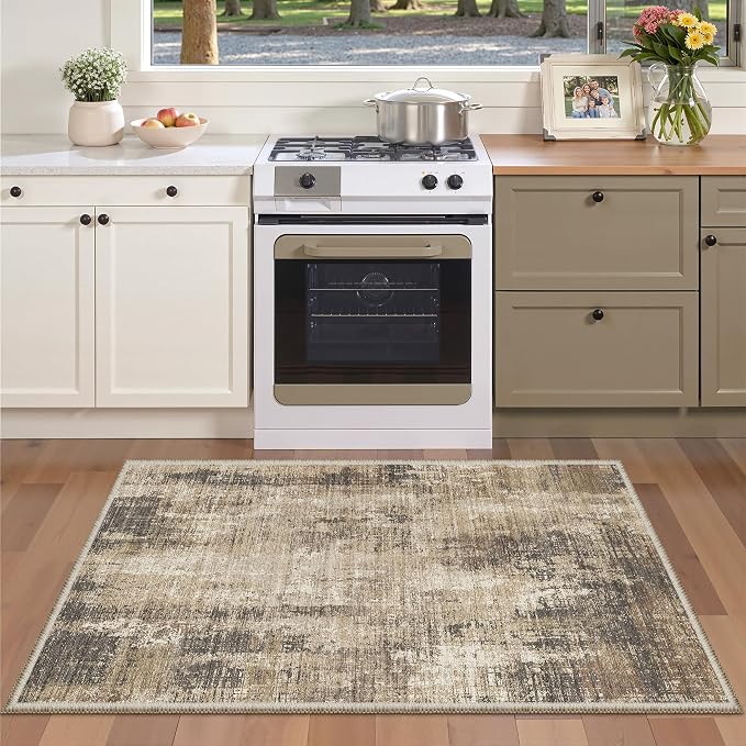 3x5 Rug Non Slip, Abstract Washable Entryway Rug - Image 4