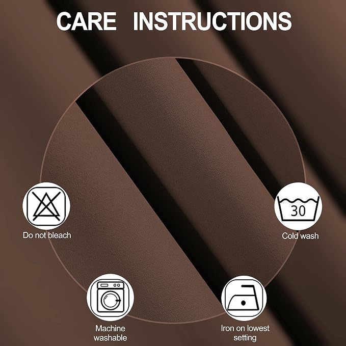 100% Blackout Curtains 52 x 72 Inch/Chocolate Brown Curtains 2 Panels - Image 4
