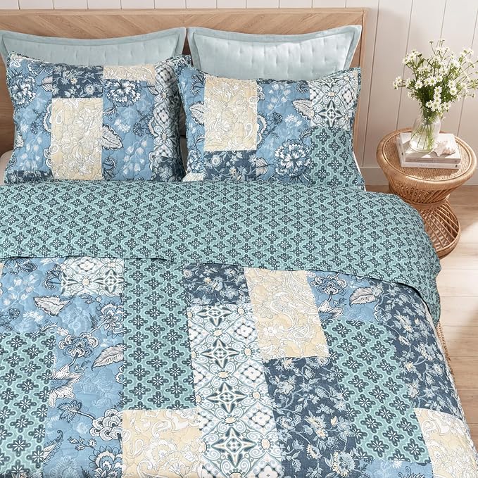 Twin/Twin XL Quilt Set-2 Pieces Soft Bedding Floral Patchwork Coverlet | All - Image 7