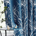 FMFUNCTEX 100% Blackout Navy Silver Foil Tree Curtains 96 Inch 2 Panels | by Fmfunctex