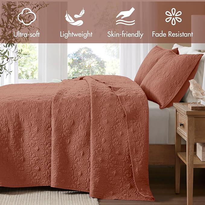 Madison Park Queen Quilt Bedding Set, Cottage-Inspired Damask, Classic Stitch - Image 2