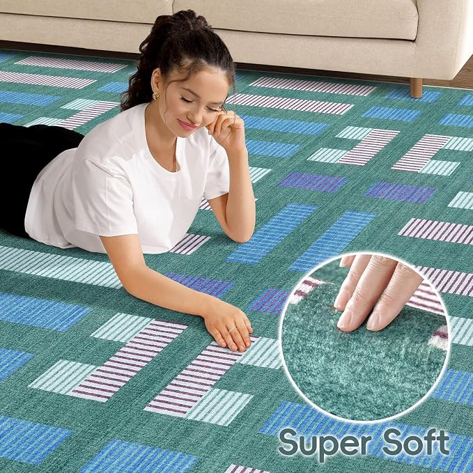 cotiled Boho 9x12 Area Rug for Living Room: Large Moroccan Washable Rug | Solve - Image 3