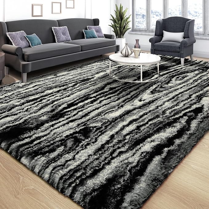 Soft Fluffy Rugs for Bedroom, 4x6 Area Rug for Living Room, Modern Shaggy Room by Tepook